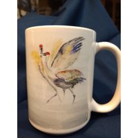 Aquarell Sandhill Cranes Keramik 15 Unzen Becher von UsefulArtbyJanO