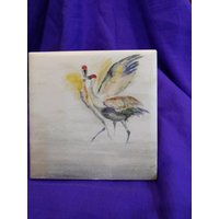 Aquarell Sandhill Kranich Keramik Untersetzer von UsefulArtbyJanO