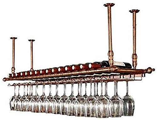 Hängendes Weinregal mit Glashalter und Regal, europäisches kreatives hängendes Weinglasregal, Weinglasaufhänger, Weinglas mit umgedrehtem Stielglas (Farbe: Braun, Größe: 150 * 30 cm) (Braun 180 * 30 von UsmAsk
