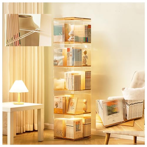 Stehendes Bücherregal aus Holz, um 360 Grad drehbares Bücherregal, drehbarer Bücherregalturm, vertikaler Bücherregalturm, drehbares Bücherregal, drehbares Bambus-Aufbewahrungsregal, stehende Regale, von UsmAsk