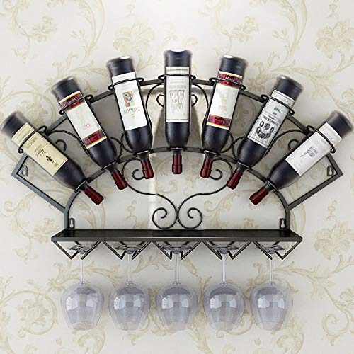UsmAsk Weinregal für 7 Flaschen, Eisen, Wandmontage, Weinregal mit Weinglashalter, Persönlichkeit, kreativer Weinflaschenhalter, Alkoholregal von UsmAsk