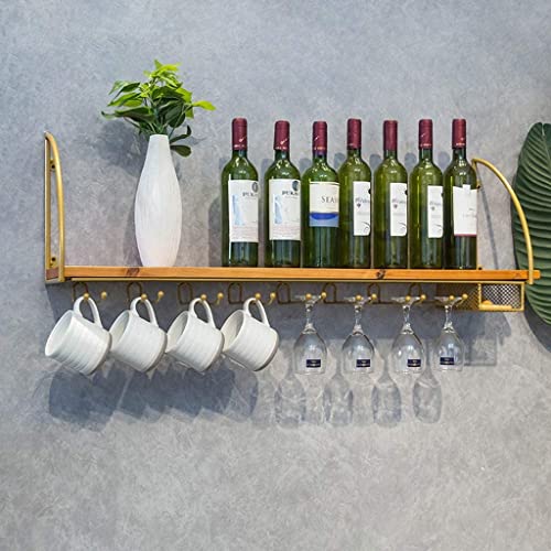 UsmAsk Weinregale für die Küche, Wandhalter | Rustikaler Weinflaschenhalter aus Metall und Holz zur Wandmontage | Weinglasregale oder Getränkehalter | Wandregal (Organizer) von UsmAsk