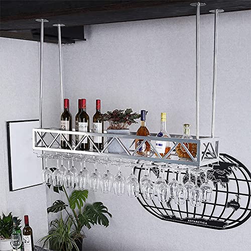 Weinregal zur Wandmontage – hängendes Weinregal mit Glasregal und Regal, verstellbares Weinglasregal aus Metall an der Decke, moderner minimalistischer Stil, Dekoration für Küche, Restaurant und Bar, von UsmAsk