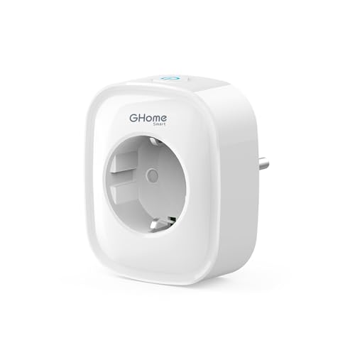 GHome Smart Wlan Steckdose 16A, Alexa Steckdose 1 Pack, Smart Home Plug Kompatibel mit Alexa Google Home, App Fernbedienung, Stromverbrauch Messen Sprachsteuerung Timer, NUR auf 2,4GHz WiFi von GHome Smart