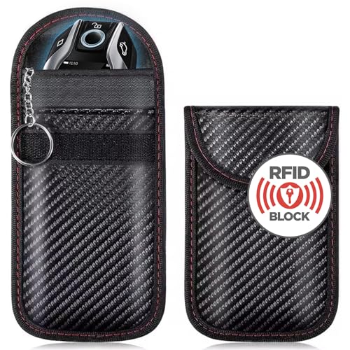 2 Stück Schutz Autoschlüssel, Car Key Safe, Signalblockierung Faraday Bag,Diebstahlschutz, RFID Blocker Autoschlüssel Hülle, mit Haken und Schlüsselring von Usmlicer
