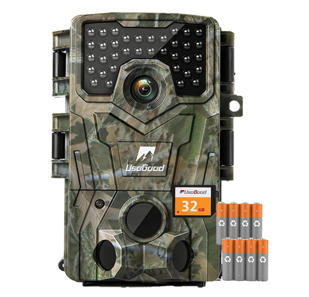 Usogood Wildkamera 4K 36MP Wildkamera mit 32GB Speicherkarte und 8 Batterien (Außenbereich, Außen, Aussen, Jagdkamera Wildtierkamera mit Nachtsicht 0.3s Auslöser, 1-tlg., 120° Weitwinkel 36 Stücks 850nm Infrarot-LEDs Schimmer Wildkamera, für Outdoor-Gartenüberwachung Wildtierbeobachtung & Heim Sicherheit) Usogood Wildkamera 4K 36MP Wildkamera mit 32GB Speicherkarte und 8 Batterien (Außenbereich, Außen, Aussen, Jagdkamera Wildtierkamera mit Nachtsicht 0.3s Auslöser, 1-tlg., 120° Weitwinkel 36 Stücks 850nm Infrarot-LEDs Schimmer Wildkamera, für Outdoor-Gartenüberwachung Wildtierbeobachtung & Heim Sicherheit) von Usogood