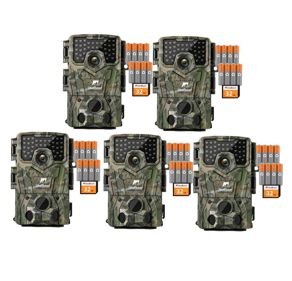 Usogood Wildkamera 4K 36MP Wildkamera mit 32GB Speicherkarte und 8 Batterien (Außenbereich, Außen, Aussen, Jagdkamera Wildtierkamera mit Nachtsicht 0.3s Auslöser, 5-tlg., 120° Weitwinkel 36 Stücks 850nm Infrarot-LEDs Schimmer Wildkamera, für Outdoor-Gartenüberwachung Wildtierbeobachtung & Heim Sicherheit) Usogood Wildkamera 4K 36MP Wildkamera mit 32GB Speicherkarte und 8 Batterien (Außenbereich, Außen, Aussen, Jagdkamera Wildtierkamera mit Nachtsicht 0.3s Auslöser, 5-tlg., 120° Weitwinkel 36 Stücks 850nm Infrarot-LEDs Schimmer Wildkamera, für Outdoor-Gartenüberwachung Wildtierbeobachtung & Heim Sicherheit) von Usogood