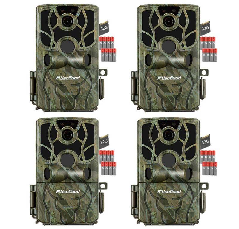 Usogood Wildkamera 4K 48MP Wildkamera mit Handyübertragung APP WLAN Bluetooth (AuBenbereich, Für Garten Haustierüberwachung, Spiele und Trail Outdoor -Sicherheit, AuBenbereich,Für Garten Haustierüberwachung, Spiele und Trail Outdoor -Sicherheit, 4-tlg., Jagdkamera mit Bewegungsmelder Nachtsicht 120° Weitwinke, Wildtierkamera 0,2s Auslösezeit WiFi Handyübertragung) von Usogood