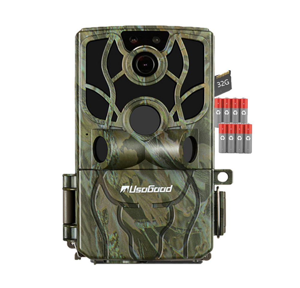 Usogood Wildkamera 4K 48MP Wildkamera mit Handyübertragung APP WLAN Bluetooth (AuBenbereich, Für Garten Haustierüberwachung, Spiele und Trail Outdoor -Sicherheit, AuBenbereich,Für Garten Haustierüberwachung, Spiele und Trail Outdoor -Sicherheit, 1-tlg., Jagdkamera mit Bewegungsmelder Nachtsicht 120° Weitwinke, Wildtierkamera 0,2s Auslösezeit WiFi Handyübertragung) von Usogood