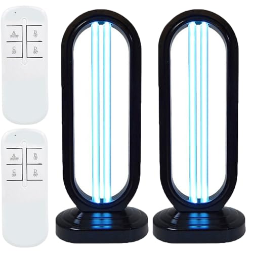 UV Desinfektionsturm Uv Lampe, UV Sterilisator UVC Lampe Desinfektion, UV KeimtöTende Lampe Uv Sterilisator Desinfektion Mit 3-Gang-Timing Und Fernbedienungsfunktion (Schwarz, 2 PCS) von Usper