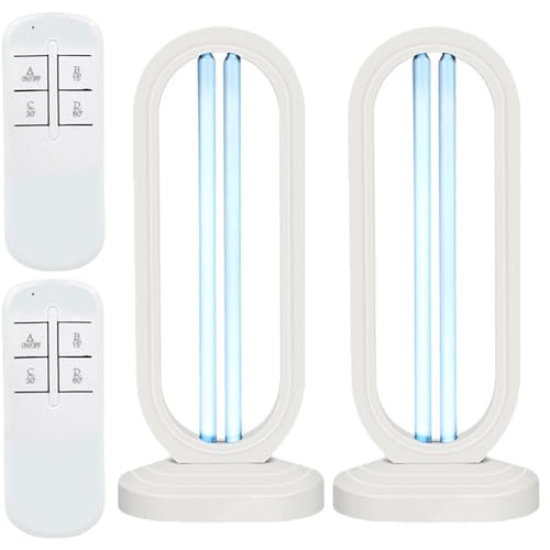 UV Desinfektionsturm Uv Lampe, UV Sterilisator UVC Lampe Desinfektion, UV KeimtöTende Lampe Uv Sterilisator Desinfektion Mit 3-Gang-Timing Und Fernbedienungsfunktion (Weiß, 2PCS) von Usper