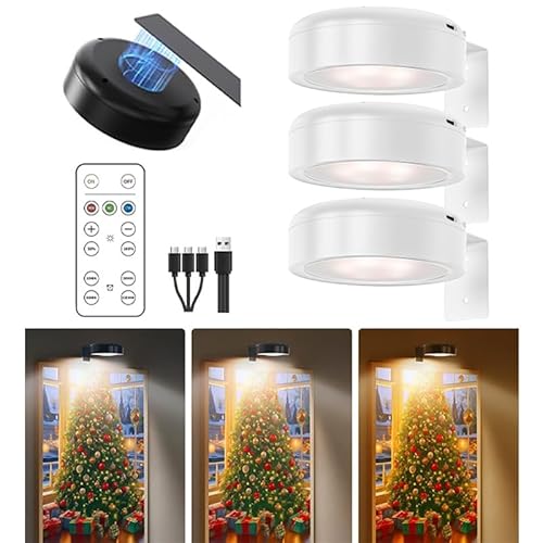 Usper Bilderleuchte Kabellos, Bildbeleuchtung Wandlampe Magnetisch, Bild Beleuchtung Wand Kabellos Mit Fernbedienung 3 Farbtemperaturen Wandleuchte Ohne Stromanschluss (Weiß, 3 PCS) von Usper
