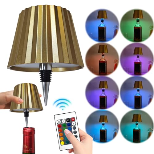 Usper Flaschenlampe Aufsatz Led Lampe Akku, Led Flaschenlicht Flaschen Lampe FüR Flaschenhals, Kabellose Flaschenleuchte üR Garten Esstisch Schlafzimmer Balkon Hotel (Gold) von Usper