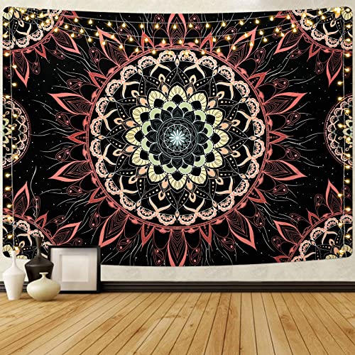 Uspring Mandala-Wandteppich, Bohemian-Wandteppich, Blumenmuster, ästhetisch, Hippie-Boho-Wandteppich, brennende Sonne, Wandbehang, Dekor für Schlafzimmer, Wohnzimmer, Schlafsaal (150 x 210 cm) von Uspring