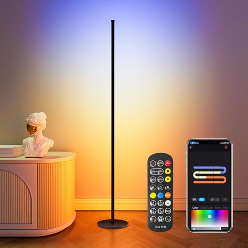 Ustellar LED Stehlampe Wohnzimmer, Smart RGB+ICW LED Standleuchte Dimmbar, Ecklampe mit Fernbedienung und APP, 16 Millionen Farben & Musikmodi, DIY-Modus, Timing-Funktion für Schlafzimmer Gaming von Ustellar