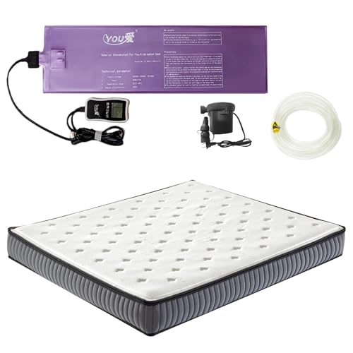 Ustenroya Kleine Wellen-Wasserbettmatratze mit Thermostat, faltbares PVC-Design, doppelte Wasser-/Luftnutzung, kein Rahmen erforderlich, Queen-Size-Größe 152,4 x 203,2 cm (Wassermatratze) von Ustenroya