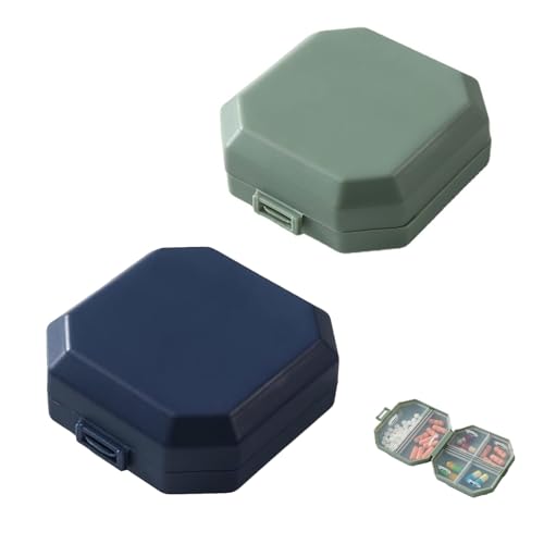Utapossin 2 Stück Pillenbox 4 Fächer+2 Fächer, Pillendose Klein, Tablettendose, Supplement Box, Medikamentenbox Klein, Reise Pillen Organizer, Feuchtigkeitsfest Tragbare Pillenbox von Utapossin