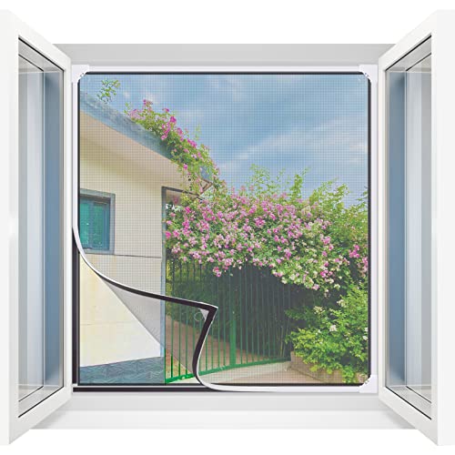 Fliegengitter Fenster Magnet,Selbstklebendes Fliegengitter für Fenster Max Größe 130 x 150cm， Glasfasernetz Einfache Installation Verhindert das Eindringen von Insekten/Fliegen/Moskitos in Raum(2.0) von UtauHom