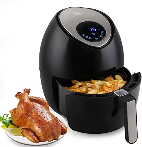 Heißluftfritteuse, Uten 4,5L Fritteuse Airfryer XL Aerofryer mit Digitalem Display, 7 Programms, Touch-Control-Sensor und Rapid-Air-Umluft Technologie, Herausnehmbarer Korb, 1500W, Schwarz, E1325 von Uten