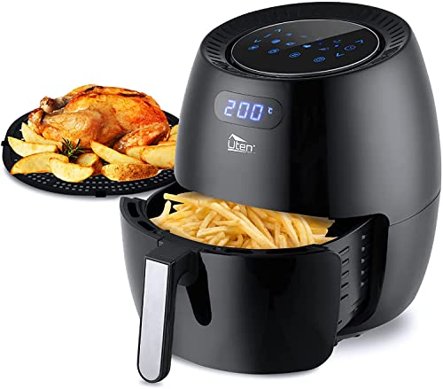 Heißluftfritteuse, Uten 6.5L Airfryer XXL Heissluftfriteuse mit digital LED-Touchscreen, 8 programmens, Vorheizen & Warmhalten, Antihaft-Bratkorb, ohne Fett,1800W von Uten