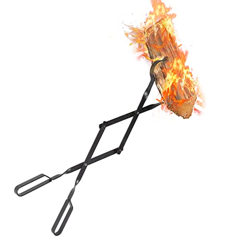 Kohlezange Kaminzange Lange, Uten faltbar Schwerlast Feuerzange 64cm kompakt Lagerfeuer, Grill, Kaminöfen von Uten