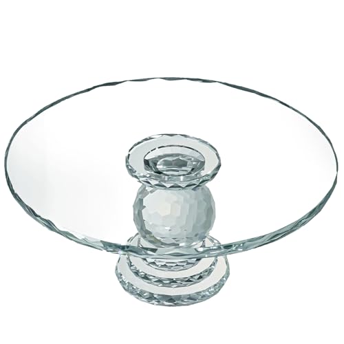 Uten Kuchenplatte Glas, Tortenplatte tranparent Kristallglas, Tortenständer mit Fuß, rund, ø 27 cm von Uten