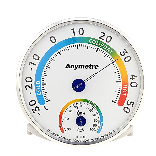 Thermometer Hygrometer 2 in 1, Innen Außen Analog Monitor Temperatur- und Feuchtigkeitssensor keine Batterien erforderlich, Mit Ständer und hinterem Loch, für das Haus Büro das Gewächshaus von Uten