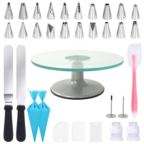 Uten 12" Cake Turntable Stand, Aluminum Heavy Duty Cake Revolving Stand Holder Rotary Table Cake Baking Decor Tools Uten 12" Cake Turntable Stand, Aluminum Heavy Duty Cake Revolving Stand Holder Rotary Table Cake Baking Decor Tools von Uten