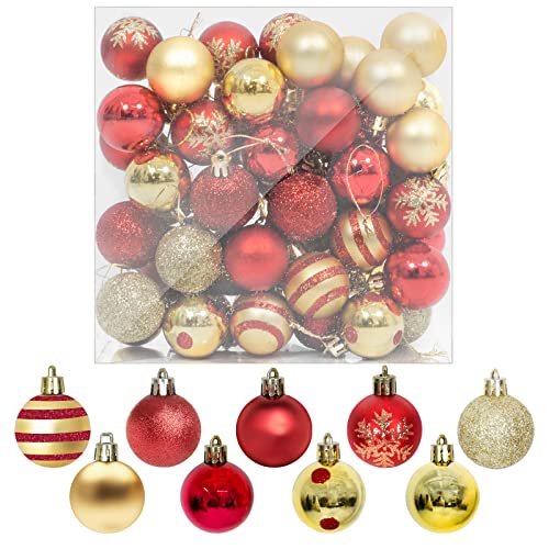 Uten 50 Stück Weihnachtskugeln Christmas Ball DIY Verzierung als Saisonal Deko Hochzeitsdeko hängender Kugel (4cm-6 Stile) von Uten