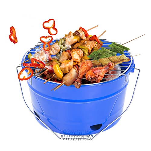 Uten Grilleimer Feuerkorb Grill BBQ Holzkohlegrill Kleinen Grill Mini Grill Tragbar Picknickgrill für Garten Camping Park Festivals Party BBQ-Geeignet für 1-4 Personen von Uten