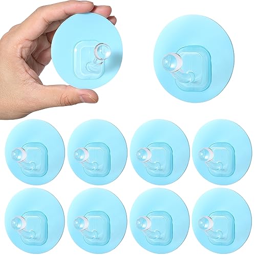 Uten Haken Selbstklebend, Handtuchhaken ohne bohren Wandhaken Bademantelhaken Transparent 10er- Set für Badezimmer, Küche (Max. 5KG) Blau von Uten