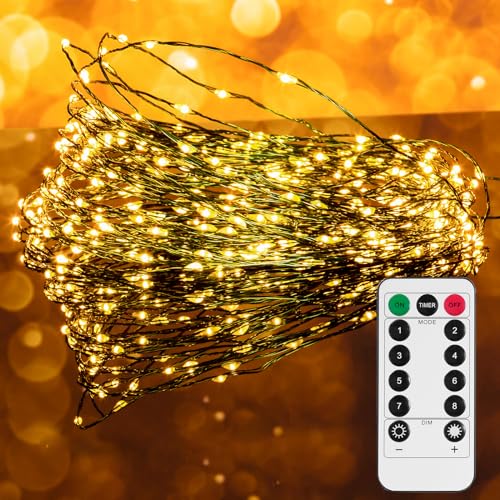 Uten Lichterkette Innen, Weihnachtsbaum Beleuchtung 15M mit 300 LED, Batteriebetrieb und USB, Fernbedienung, 8 Modi, für Aussen, Garten, Party, Weihnachten Uten Lichterkette Innen, Weihnachtsbaum Beleuchtung 15M mit 300 LED, Batteriebetrieb und USB, Fernbedienung, 8 Modi, für Aussen, Garten, Party, Weihnachten von Uten