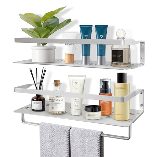 Uten Schwebende Regale, Wandmontage, aktualisiertes Aluminiumregal, 2er-Set, Badezimmer-Aufbewahrungsregale mit Handtuchhalter, Wand-Hänge-Organizer-Regal für Badezimmer, Küche Uten Schwebende Regale, Wandmontage, aktualisiertes Aluminiumregal, 2er-Set, Badezimmer-Aufbewahrungsregale mit Handtuchhalter, Wand-Hänge-Organizer-Regal für Badezimmer, Küche von Uten