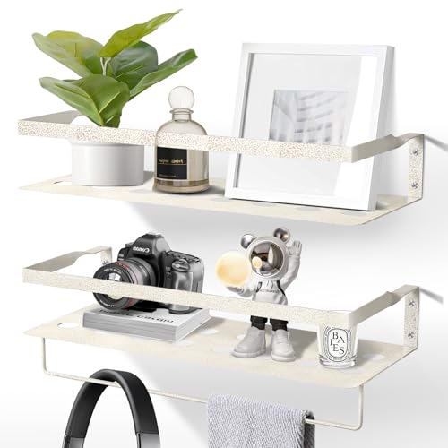Uten Wandregal Metall, Bad Regal Kücheregal 2er Set, Metallregal Wand 40cm mit Handtuchhalter, für Wohnzimmer, Küche, Badezimmer, Arbeitszimmer, Schneeflockenweiß Uten Wandregal Metall, Bad Regal Kücheregal 2er Set, Metallregal Wand 40cm mit Handtuchhalter, für Wohnzimmer, Küche, Badezimmer, Arbeitszimmer, Schneeflockenweiß von Uten