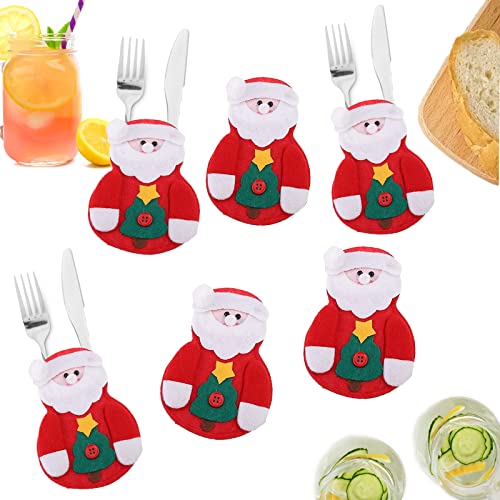 Uten Weihnachten Besteckhalter, 6 Stück Bestecktasche Besteckbeutel Weihnachtsdeko Tischdeko Weihnachtsmann von Uten