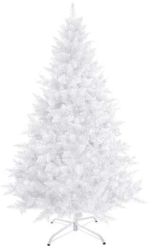 Uten Weihnachtsbaum Künstlich Tannenbaum Weiß 210 cm Christbaum Mit Metallständer 1000 Spitzen, PVC von Uten