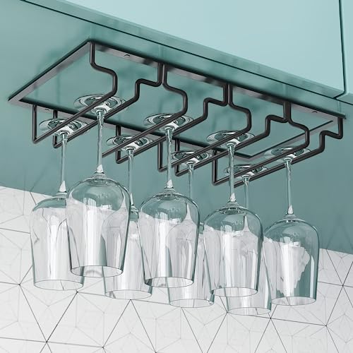 Uten Weinglashalter hängendes unter dem schrank, Gläserhalter aus metall mit 4 Reihige Halterung Hält 8-12 Weingläser, Anti-Oxidation, für Bar, Küche, Café von Uten