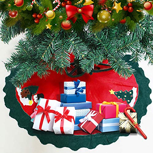Weihnachtsbaum Rock Runde Baumdecke Weihnachtsbaumdecke Rund Weihnachtsbaum Decke Groß Fell Christbaumdecke Christbaumständer Teppich Baumdecke Weihnachtsbaum Deko, 90cm, Rot von Uten