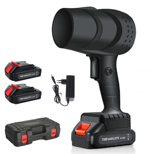 Turbo Gebläse Akku, Laubbläser Akku 21V, 120 km/h Jet Fan, 36000RPM Bürstenloser Laubbläser, Gebläse für Laubblasen & Auto Trockner (Schwarz mit 2X 1500mh Akkus) von Utensy