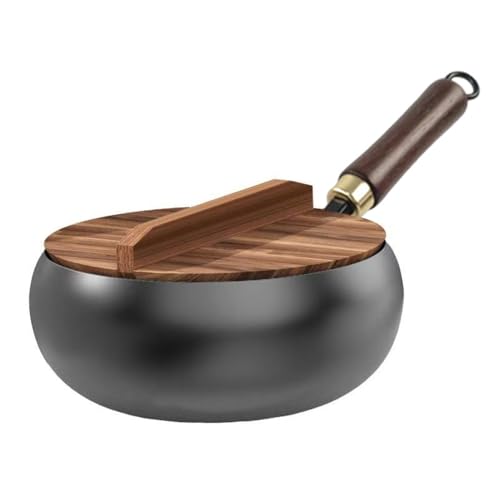 Unbeschichtete Eisenbratpfanne, Handgeschmiedete Pfannen Bauchtopf aus Eisen, vielseitiges Kochgefäß zum Kochen & Braten bei hoher Hitze (28cm) von Utensy
