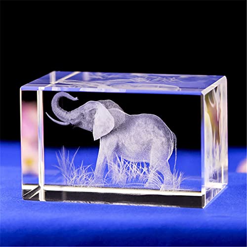 Elefanten-Geschenk/3D-Lasergravierte Kristallkunst von Elefanten-Figuren, Kristallglas-Würfel, Gravur für Zuhause, Dekoration, Geburtstag, Kinder, Männer (30 x 30 x 40 mm) von BOOFIRE