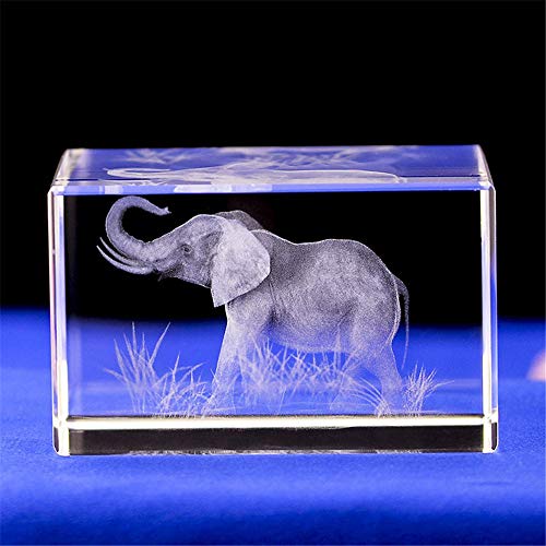 Uterstyle Elefanten-Geschenk/3D-Lasergravierte Kristallkunst von Elefanten-Figuren, Kristallglas-Würfel, Gravur für Zuhause, Dekoration, Geburtstag, Kinder, Männer (50 x 50 x 80) von BOOFIRE
