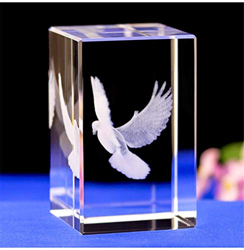 Crystal Glass Peace Dove Figurine,3D Laser Etched Crystal Pigeon Ornament Art,Animal Crystal Glass Cube Engraving Statue Peace Dove Sculpture Gifts with Gift Box (30 * 30 * 40mm) von Uterstyle