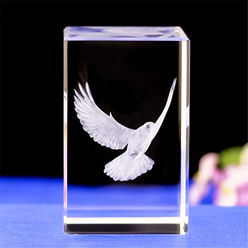 Crystal Glass Peace Dove Figurine,3D Laser Etched Crystal Pigeon Ornament Art,Animal Crystal Glass Cube Engraving Statue Peace Dove Sculpture Gifts with Gift Box (50 * 50 * 80mm) von Uterstyle