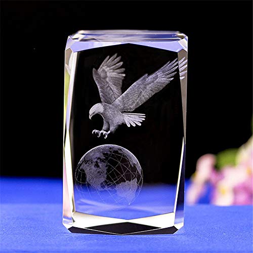 Kristallglas-Statuen und Figuren, 3D-Lasergravur, Kristall, Adler, Dekoration, Kunst, Tier-Kristallglas-Würfel, Gravur, Ornament, Adler, Skulptur, Geschenke mit Geschenkbox (30 x 30 x 40 mm) von Uterstyle