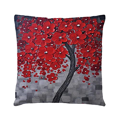 Uteruik Kissenbezug mit Baummotiv, dekorativer quadratischer Kissenbezug für Wohnzimmer, Sofa, Couch, Bett, 45 x 45 cm (#C) von Uteruik