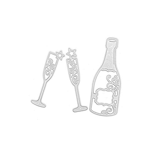 Uteruik Metall-Stanzschablonen für Champagner-Glas, Weinflaschen, Prägeschablonen für Kartenherstellung, Scrapbooking, Alben, Basteln, Dekoration von Uteruik