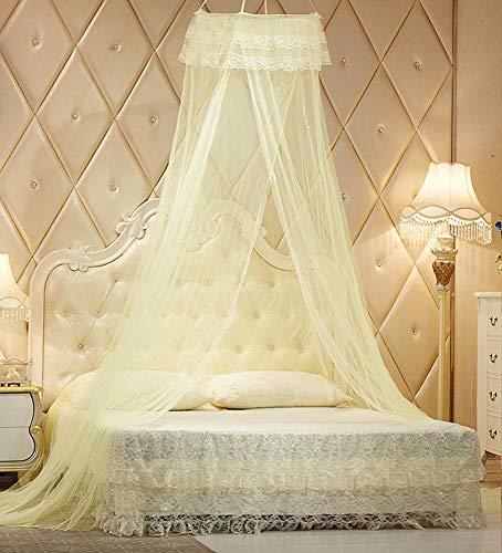 Uteruik Moskitonetz Faltbare Kostenlose Installation Decke Mode Großzügige Moskitonetz Bett Moskitonetz Doppelbett Gelb von Uteruik