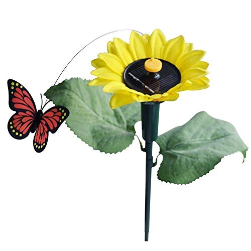 Uteruik Tanzende Solar-/Batterie-Sonnenblume mit Schmetterling auf Garten Büschel Garten Rasen Blumentopf Blumenbeet Dekoration Ornament Farbe zufällig, 1 Stück von Uteruik