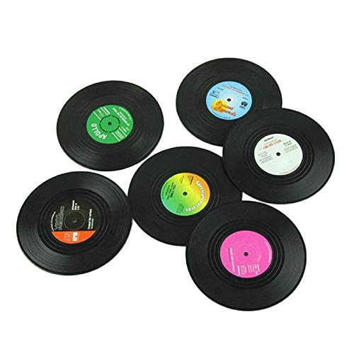 Uteruik Vinyluntersetzer für Schallplatten, Getränkehalter, Untersetzer, Geschirr, Tischset, Teetasse, 6 Stück von Uteruik